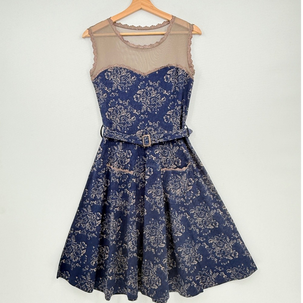 Effies Heart Jackie Dress Womens Small Ink Baroque Mesh Rockabilly Pinup NEW